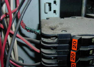 melted wire from overload